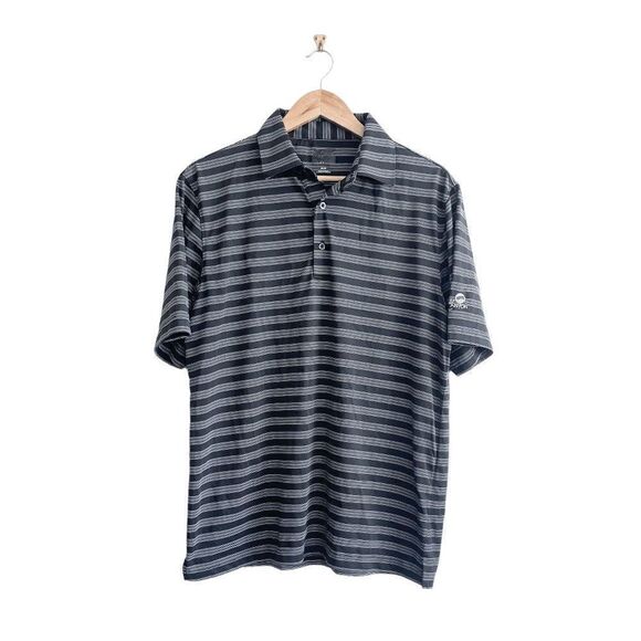 Greg Norman Mens Athletic Polo Shirt Stripes Collared Short Sleeve Black Medium - Picture 1 of 7